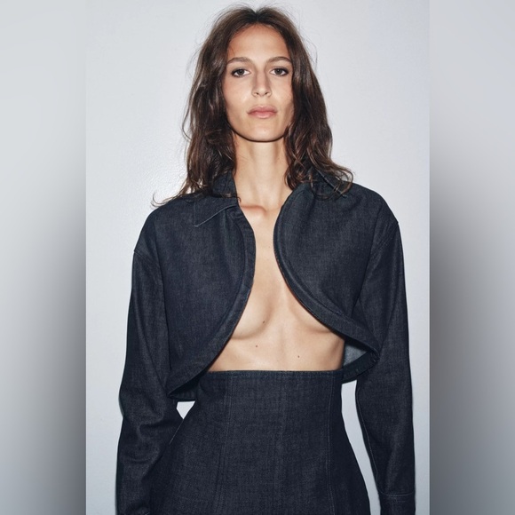 ZARA WOMAN COLLECTION DENIM BOLERO JACKET - Picture 3 of 14